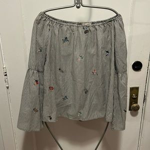 Gypsies & Moondust Striped with Flowers Shirt